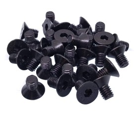 50pcs M6 x 10mm Grade 10.9 Flat Countersunk Hex Socket Bolts Screws Black