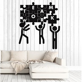 Vinyl Wall Decal Teamwork Puzzle Office Decoration Team Building Stickers Large Decor (ig4733) Black