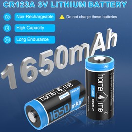 Home4me CR123A 3V Lithium Battery,12 Pack 1650mAh CR123A Batteries 10 Years Sheft Life, CR17345 Battery with High Capacity for Flashlight Microphone Toys,Non-Rechargeable