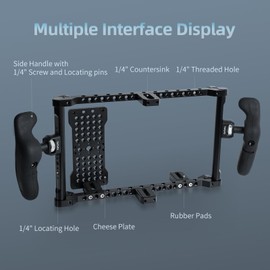 CaTeFo Universal Director's Monitor Cage with Cheese Plate, Two Side Handles with Adjustable 360 Degree for 5-7 inch Monitor, UC02