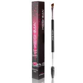Duo Eyebrow Brush by Keshima - Premium Quality Angled Eye Brow Brush and Spoolie Brush
