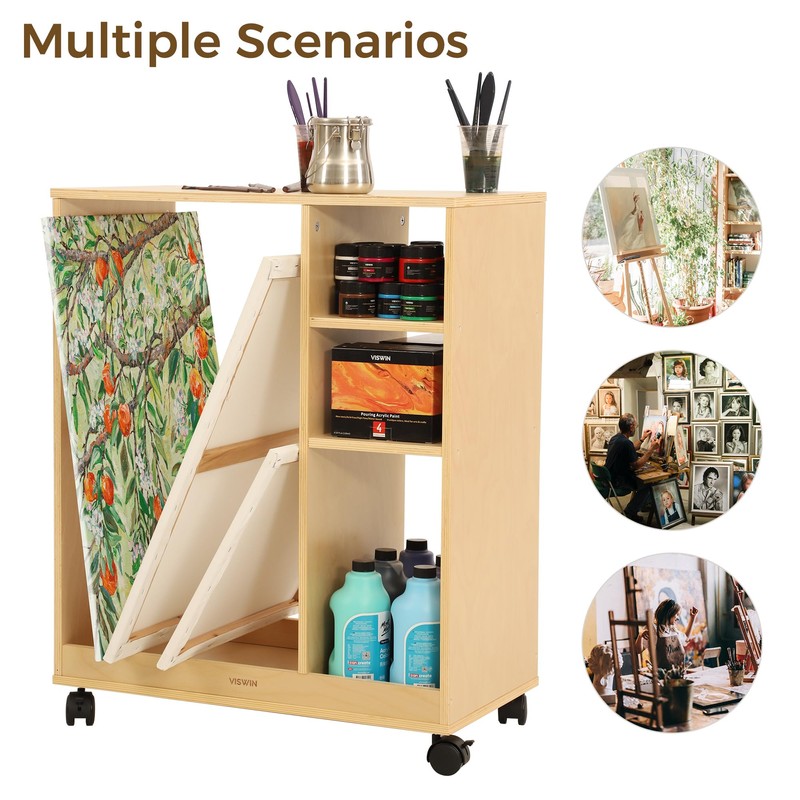 VISWIN Art Cart Organizer, Solid Beechwood Art Supply Storage Organizer