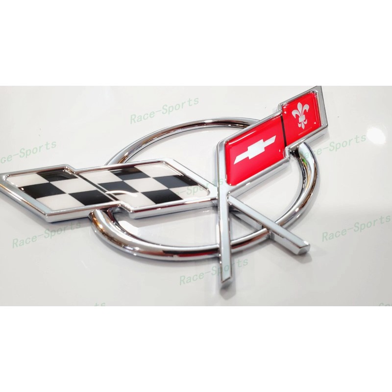 AUTO 2PCS Chrome Front Bumper Rear Deck Lid Cross Flags