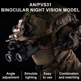 Zhongren GPNVG 18 Tactical Binoculars Night Vision Dummy Model Tactical Helmet No Function NVG Model Kit for Cosplay Display (AN/PVS31 Model, Black)