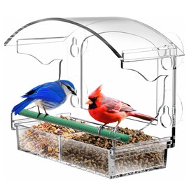 Clear Acrylic Window Bird Feeder,Acrylic Birds Feeders,Bird Feeder with 4 Strong Suction Cups,Transparent Bird House,Wild Birds Bird Nest,for Garden,Yard