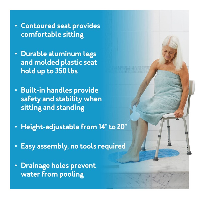Carex Shower Chair With Back, Bath Chair and Shower Seat