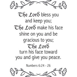 The Lord Bless You and Keep You Numbers Bible Verse Spiritual Religious Quotes Wall Art Sticker Designs Decors Vinyl Stickers for Home House Walls Rooms Window Bedroom Decoration Size (8x12 inch)