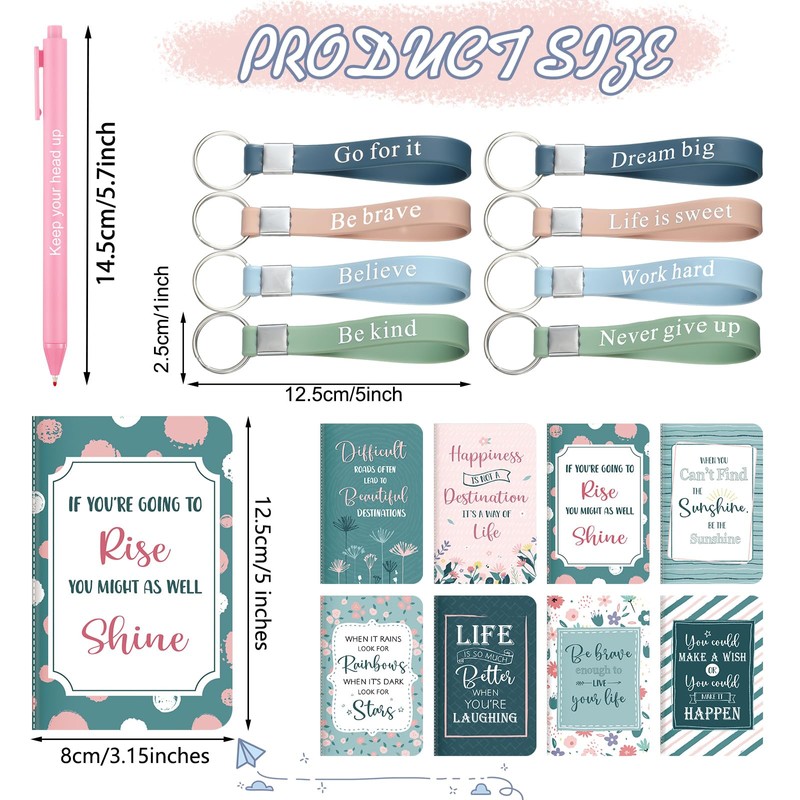 PerKoop 48 Pcs Inspirational Gifts Bulk Motivational Notepads Ballpoint Pens