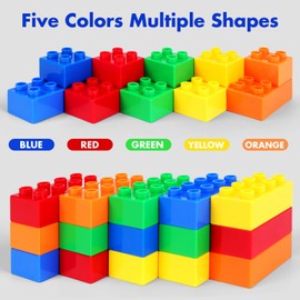 HIUME Large Classic Building Blocks Set, 25 Pieces Bricks in 5 Colours, Compatible with Duplo and Top Brands Building Block - Ideal for Children from 2, 3, 4, 5 Years