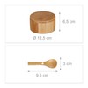 Relaxdays Salt Container with Lid & Spoon, 2 Compartments, Bamboo,