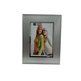Square Center Glass Photo Frame, Clear, Modern Style, Display, Beveled Edge Design (4x6 Inches)