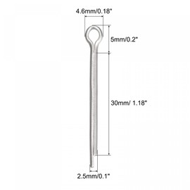 sourcing map Split Split Split Pin 2.5 mm x 30 mm 316 Stainless Steel Clip Attachment for Automotive Industry Mechanics Silver Pack of 15
