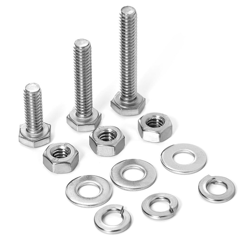 280PCs 1/4-20 Hex Bolts Screws Hex Nuts Flat Washers Lock