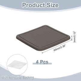 sourcing map 4Pcs Non-Slip Furniture Pads, 2.36" Square Anti Skid Rubber Caster Cups, Anti-Sliding Furniture Coasters, Anti Slide Floor Protectors Pads for Bed Couch Table (Brown)