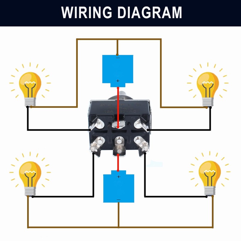 DWMD 2Pcs 30Amp 250V AC DPDT Latching Rocker Toggle Switch,