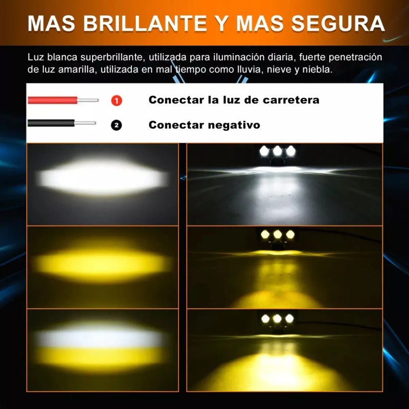 Par Faro Led Exploradoras Laser Lupa Estrobo Moto Auto 70w