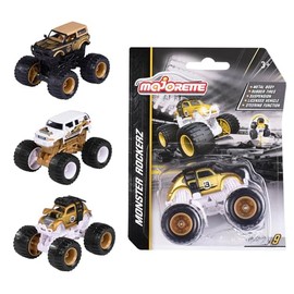Majorette Gold Rockerz Monster Trucks - 1 of 3 Random Toy Cars, Metal and Plastic Monster Truck with Steering Function, Freewheel and Suspension for Children Aged 3+