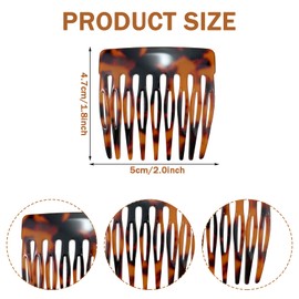 5PCS French Hair Side Combs,Vintage French Tortoise Shell Hair Combs,9 Teeth Non Slip Comb Clips Hair Styling Accessories for Women and Girls