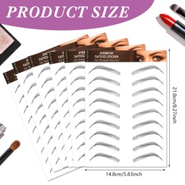 MWOOT 6 Sheets Hair-Like Eyebrow Tattoos Stickers,4D Natural Fake Eyebrow Transfers Stickers,Waterproof Temporary Brow Grooming Shaping Eyebrow Stickers for Women and Girls(Black-12)