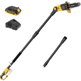 ZEGJAW Pole Saw, 8-Inch Pole Saw for Tree Trimming Cordless 15-FT Max Reach, Auto Oiling, Tool-Less Electric Pole Saw, Tree Trimmer with Battery & Fast Charger
