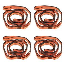 PATIKIL 51 Inch Daisy Chain Straps, 4 Pack Strong Climbing Strap Adjustable Nylon Chain Sling with 8 Loops for Aerial Yoga Hammock Swing, Orange