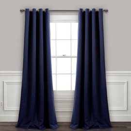 Lush Decor Curtains-Grommet Panel with Insulated Blackout Lining, 95 in L Pair, Navy