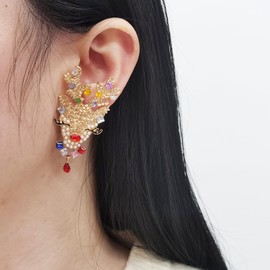 Christmas Earrings for Women Crystal Christmas Colorful Earring Christmas Dangle Earring Full Rhinestone Holiday Earrings Christmas Jewelry Gifts (Stud)