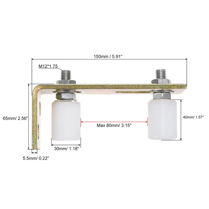 sourcing map Slide Gate Guide Roller 1.6" Adjustable Rollers with