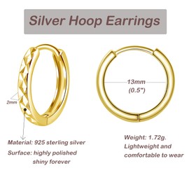 Bewenda Hoop Earrings 925 Silver Small 925 Sterling Silver Hoop Earrings, Unisex Earrings Hoop Earrings for Women Girls, Nickel-Free Hypoallergenic Sleeping Cartilage Huggie Round Ear Lobe Earrings,