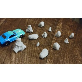 Hot Wheels Rocks V4 for landscaping 12 items Gray  3d printed. 1/64 scale. Car not for sale