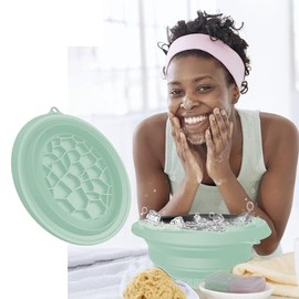 Facial Ice Bath Bowl | Collapsible Cold Plunge for Acne Relief & Pores | Built-In Ice Tray, Vagus Nerve Therapy (Green)