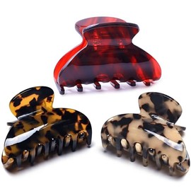 Pinzas para el cabello para mujer, pinzas medianas de garra, pinzas de celuloide, pinzas de acetato (paquete de 3), carey/Tokio/burdeos