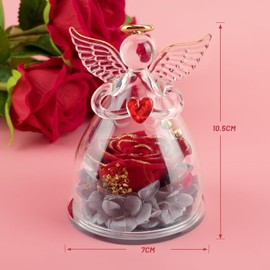 Miofula Eternal Rose Angel Gifts for Mum, Grandma, Forever Rose in Glass Angel Figure, Eternal Flower Gift for Women, Birthday Gift for Mother, Grandma for Christmas, Mother's Day, Valentine's Day,