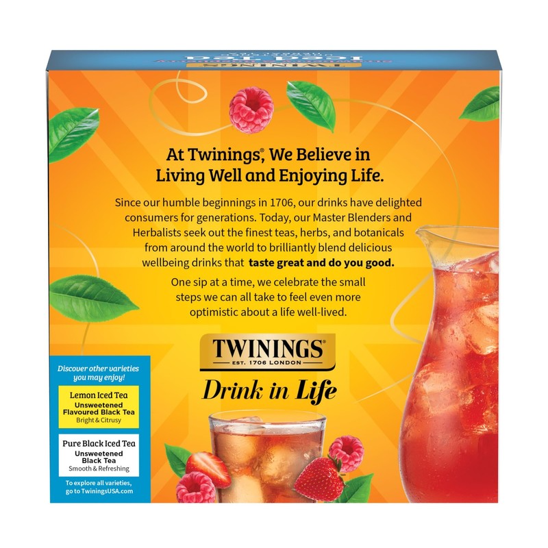 Twinings Strawberry Raspberry Herbal Iced Tea 72 Bags Caffeine Free