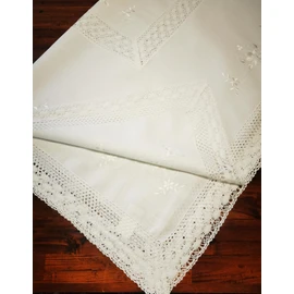 Aude Home Tablecloth 130 x 170 cm White with Hemstitch Embroidery and Crochet Lace (130 x 170)