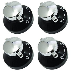 Stoves Gas Hob Oven Cooker Knobs Flame Control Switch (Pack of 4, Black/Silver)
