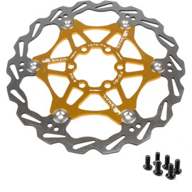 Newgoal Bicycle Disc Brake Disc, 160 mm Bicycle Brake Disc Mountain Bike Swimming Brake Discs Centre Lock Bicycle Accessories (Golden)