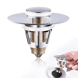 Three Colors Bathroom Sink Stopper(2PCS),Pop Up Drain Stopper with Bullet Core Push Type,Anti-Clogging Tub Stopper with Filter Basket for 1.1-1.5"