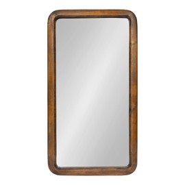 Kate and Laurel Pao Modern Rounded Rectangular Wall Mirror, 17 x 32, Walnut, Decorative Mid-Century Tall Wood Mirror with Radius Corners for Vertical or Horizontal Display