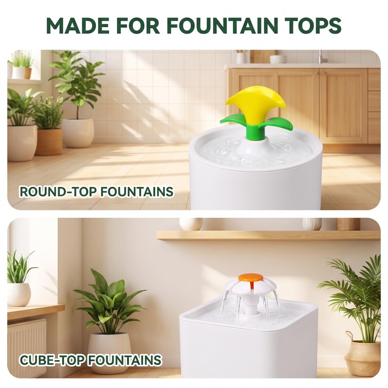 2PCS Cat Fountain Replacement Flower Nozzle Head for Round Cubic