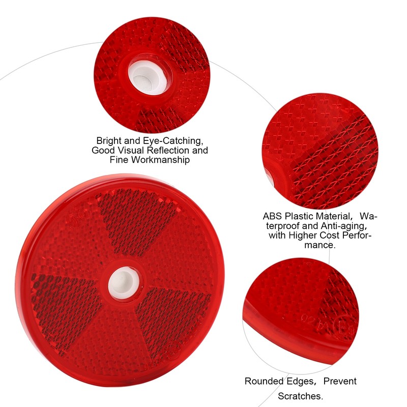 12PCs Round Reflector Red Reflective Sticker Waterproof Signal Warning for