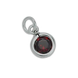 jewellerybox Sterling Silver & Garnet 5mm Round CZ Crystal January Birthstone Charm
