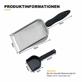 3 Stück Edelstahl Katzenstreu Schaufel Hamster Siebschaufel Reptile Sandsieb Reptilien Zubehör Bartagame Zubehörfür für Leopardgecko Terrarien Hamster Sandbäder (3)