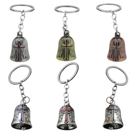 Sxutop Pack of 6 Motorcycle Bells Lucky Charm Keyring Guardian Bell Motorcycle Bell Biker Bell Keyring Motorcycle Bell Pendant for Bicycle Motorcycle Keys, 6 Colours, 6 different colours