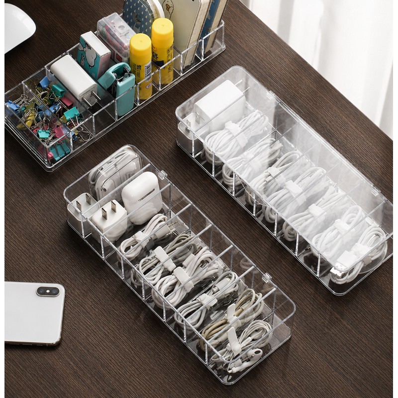 Transparent Cable Storage Box – Clear Cord, Charger & Small