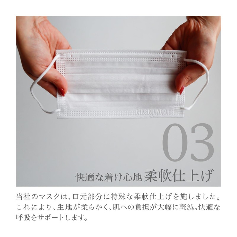 MASK LABO (100 Pieces) Non-woven 3-Layer Mask Regular Size, Large