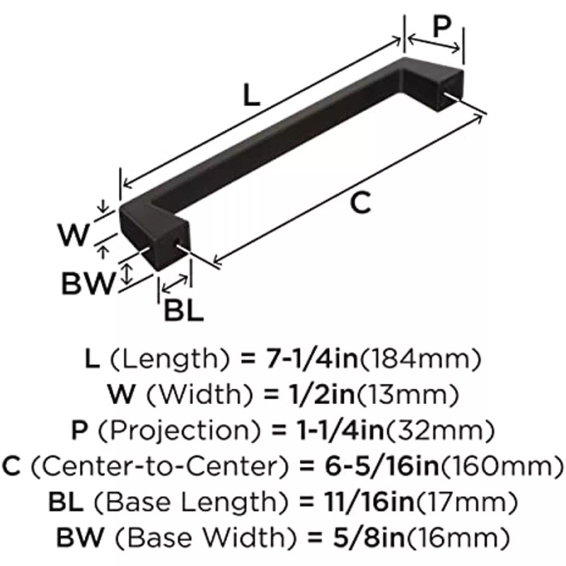 Kitchen Cabinet Door Pull Kitchen Bathroom Square Oil Rub Bronze