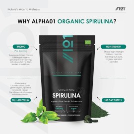 Espirulina Orgánica 1000mg | 300 Comprimidos Veganos - Fórmula Suplemento Puro Sin A