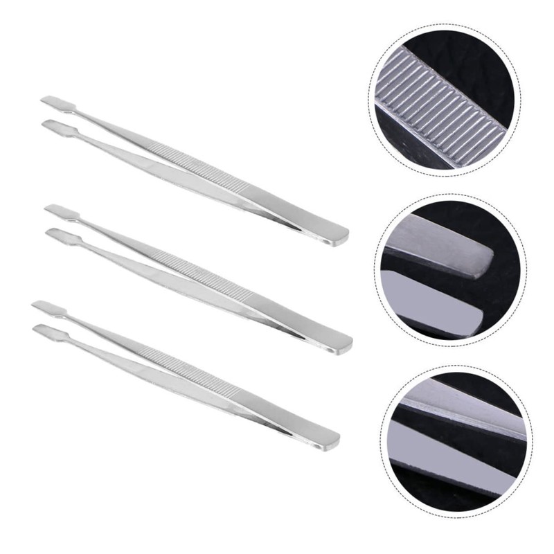 IWOWHERO Stainless Steel Stamp Tweezer 3pcs Set Precision Nipper for