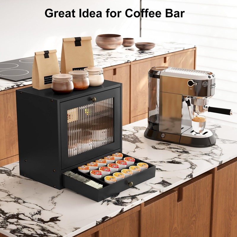 Alpeir Wooden Bread Box for Kitchen Countertop - Solid Wood